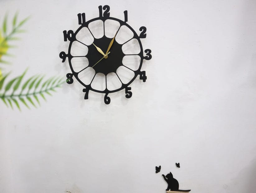 Retro Wooden Wall Clock Mounted on Living Room Wall