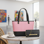 Chic pink striped tote bag for everyday use