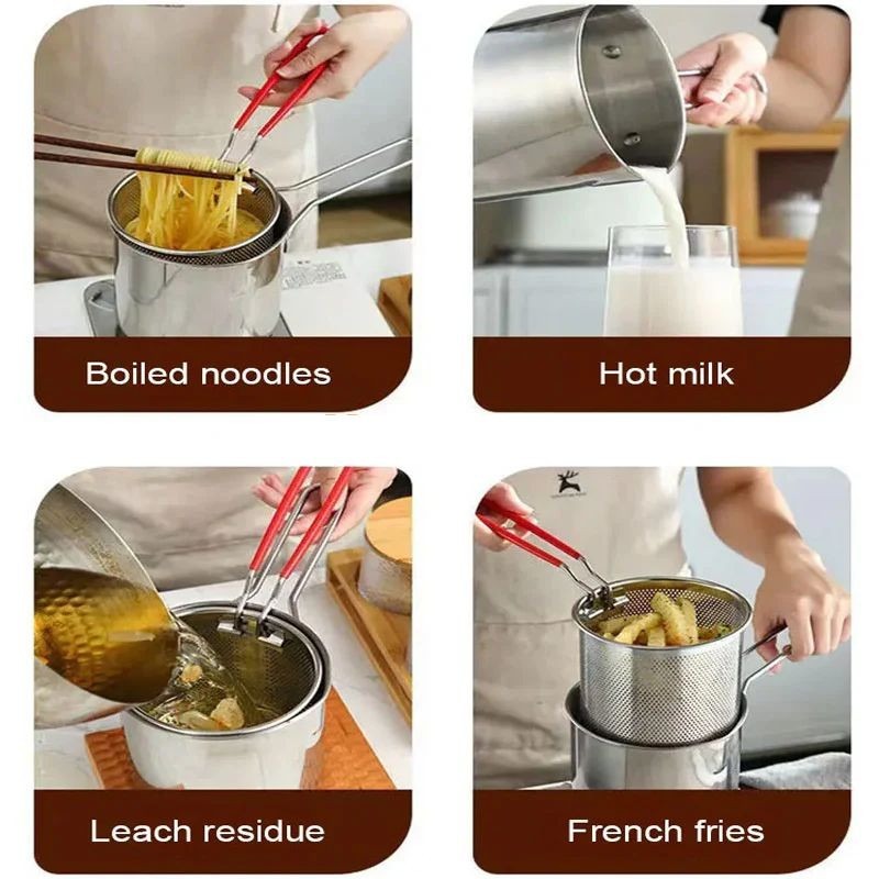 Heavy duty deep fryer pot for kitchen use