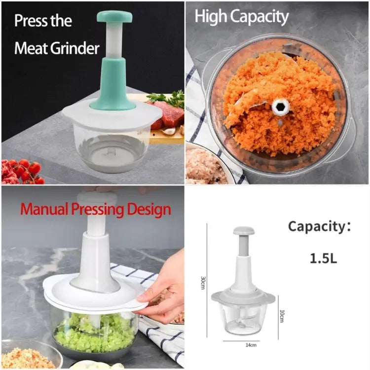  Manual Hand Push Chopper - Compact Kitchen Tool Design