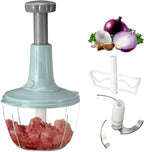 Manual Hand Push Chopper - Vegetable Cutting Blades Close Up