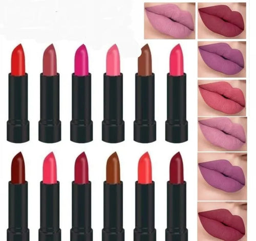 Matte lipstick set arranged showing bold color variety