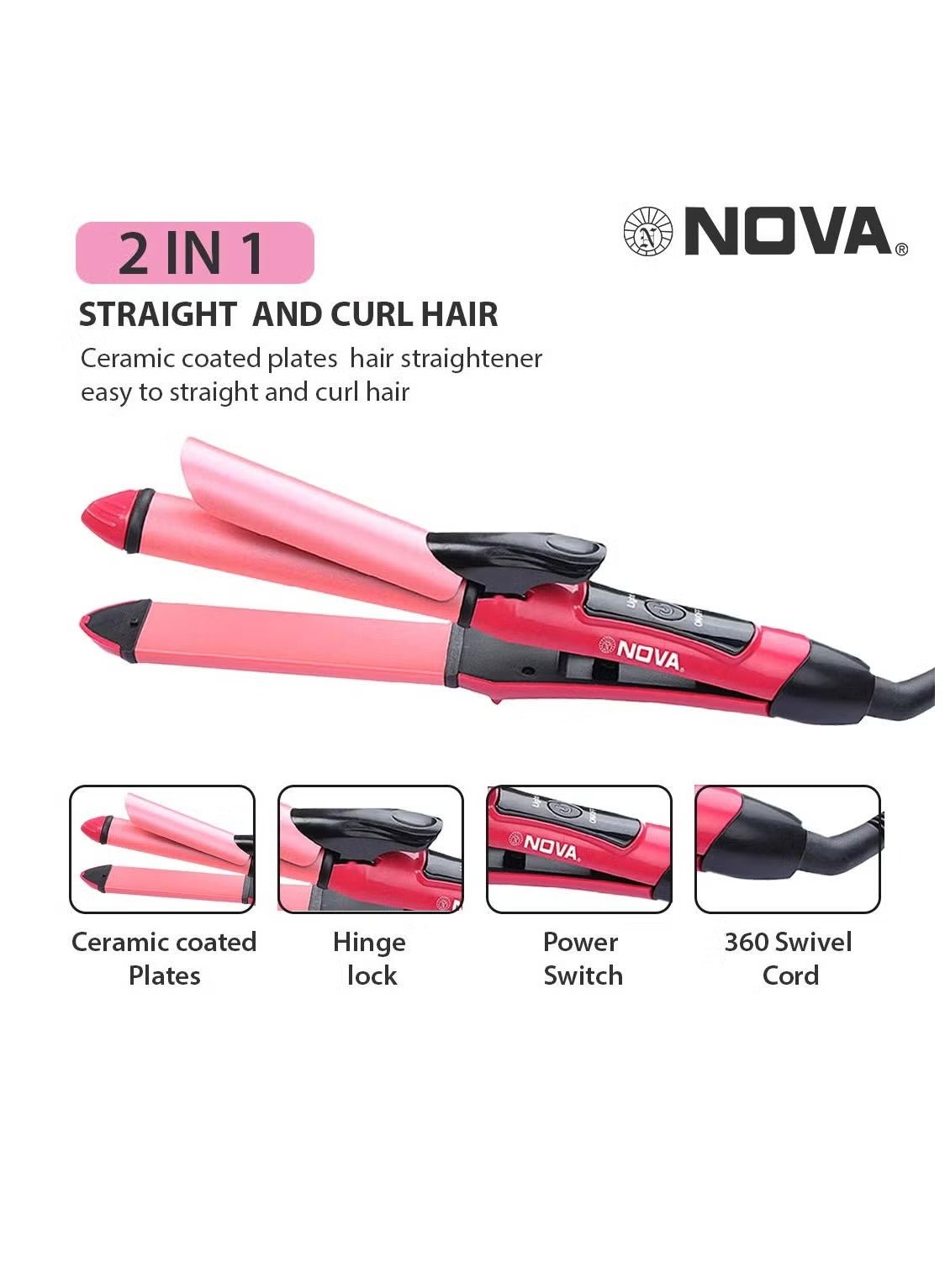  Nova 2-in-1 Styling Tool - Quick Heat-Up Technology Display