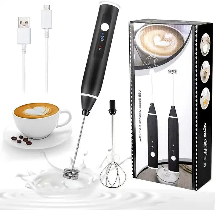 Rechargeable coffee beater with 3-speed electric frother design