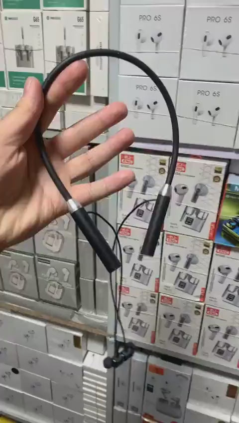 Wireless Bluetooth neckband earphones with in-line control buttons