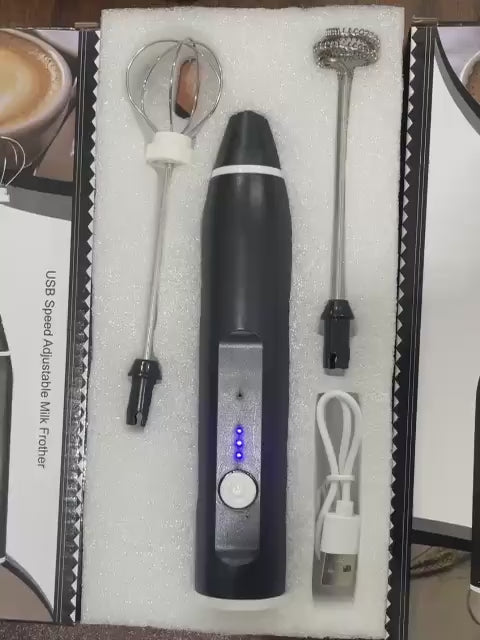 Rechargeable coffee beater with 3-speed electric frother design